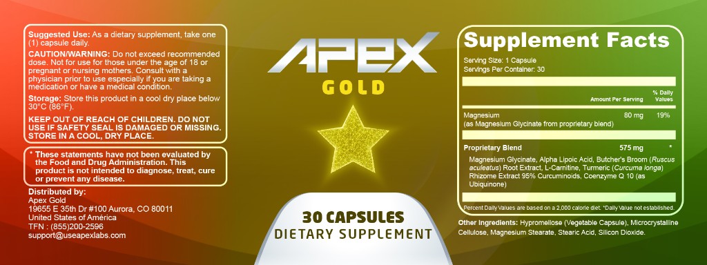 Apex Gold official label — Supplement Facts